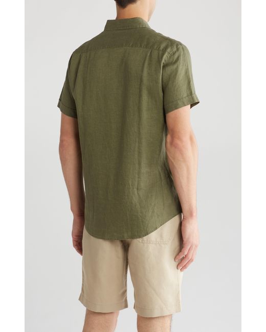 Rodd & Gunn Green Grey Lynn Linen Short Sleeve Button-up Shirt for men