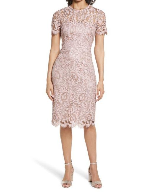 Eliza J Embroidered Lace Overlay Cocktail Dress in Pink | Lyst