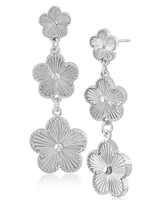 Jardin White Cascading 3 Tier Clover Drop Earrings