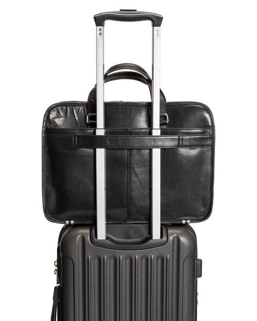 Mancini Black Triple Compartment Leather Briefcase for men