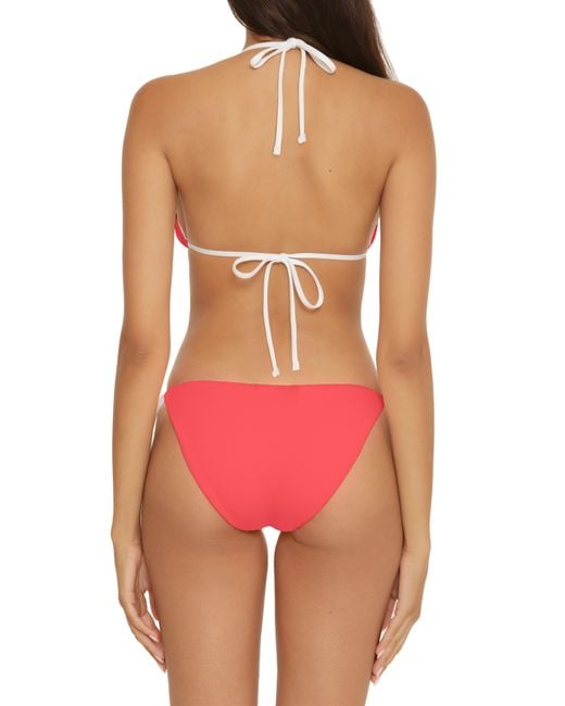 Lucky Brand Red Reversible Rib Triangle Two-piece Swimsuit
