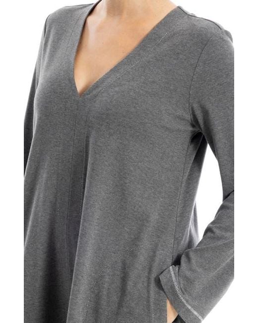 Max Studio Gray Long Sleeve Swing Dress