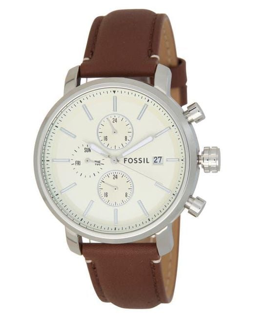 Fossil Metallic Rhett Multifunction Litehide Leather Watch for men