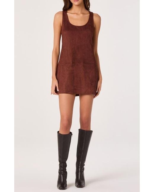 Astr Red Faux Suede A-Line Dress