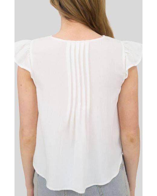Blu Pepper White Pin Tuck Pleat Ruffle Top