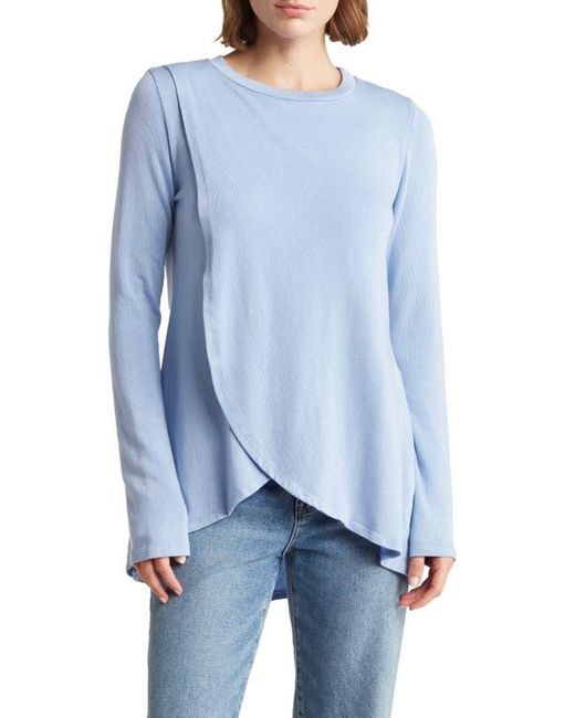 Go Couture Blue Cross Front Long Sleeve Top