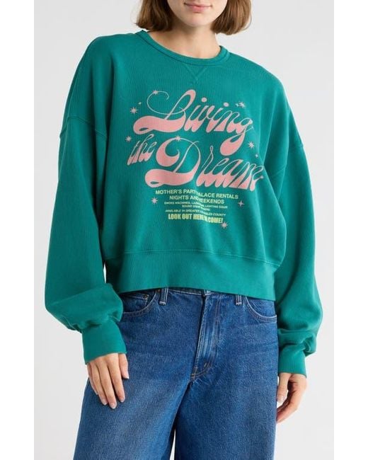 Mother Blue The Winger Cotton Graphic Sweatshirt