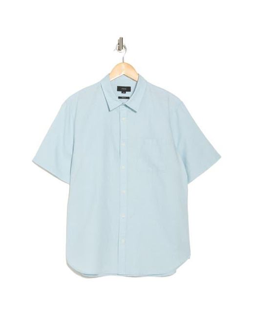 Vince Blue Classic Fit Short Sleeve Linen Blend Button-Up Shirt for men