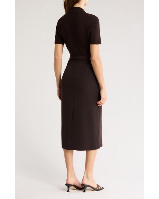 Theory Black Button Front Mixed Media Crepe Dress