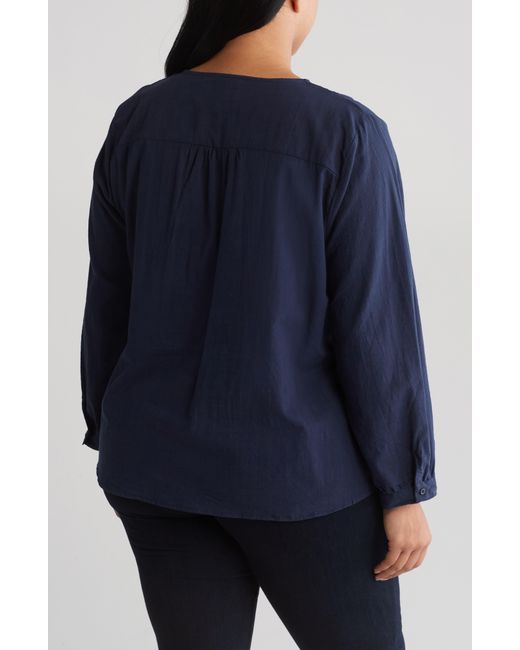 Forgotten Grace Blue Embroidered Cotton Top