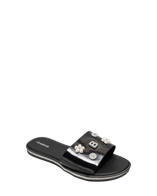 Bebe Black Charm Slide Sandal