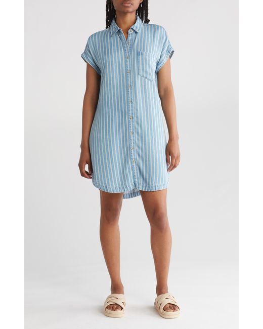 Blu Pepper Blue Striped Shirtdress