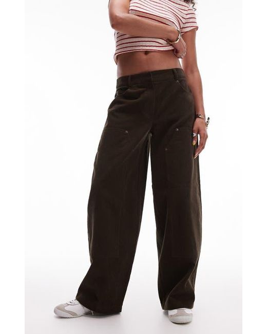 TOPSHOP Black Corduroy Carpenter Pants