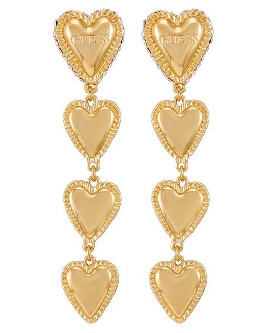 Guess Metallic Heart Pavé Drop Earrings