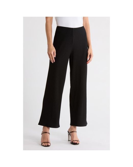 Eileen Fisher Black Rib Ankle Wide Leg Pants