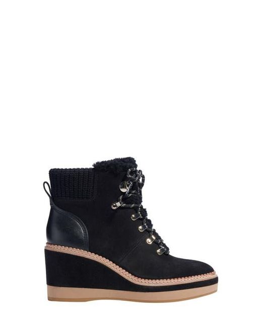 Kate Spade Blue Willow Genuine Shearling Wedge Bootie