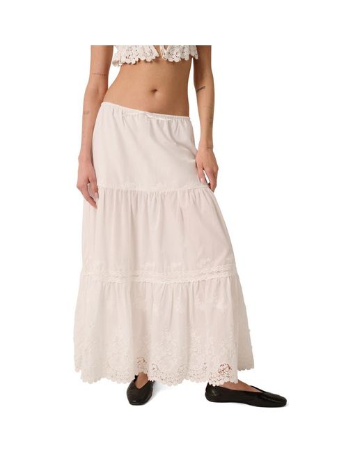 WeWoreWhat White Cotton Tiered Maxi Skirt