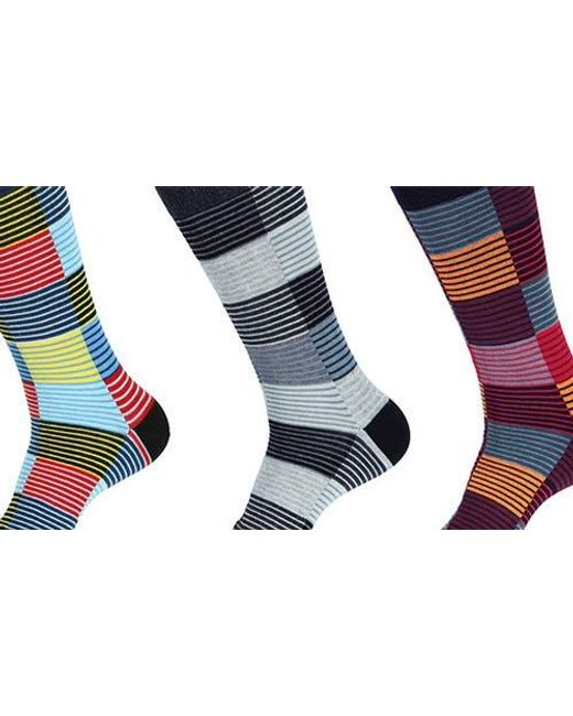 Unsimply Stitched Blue 3-Pack Assorted Stripe Crew Socks for men