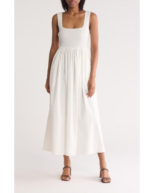 Wayf Natural Smocked Fit & Flare Sundress