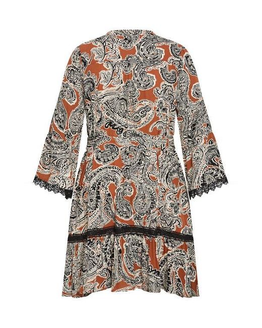 City Chic Multicolor Camille Paisley Long Sleeve Dress