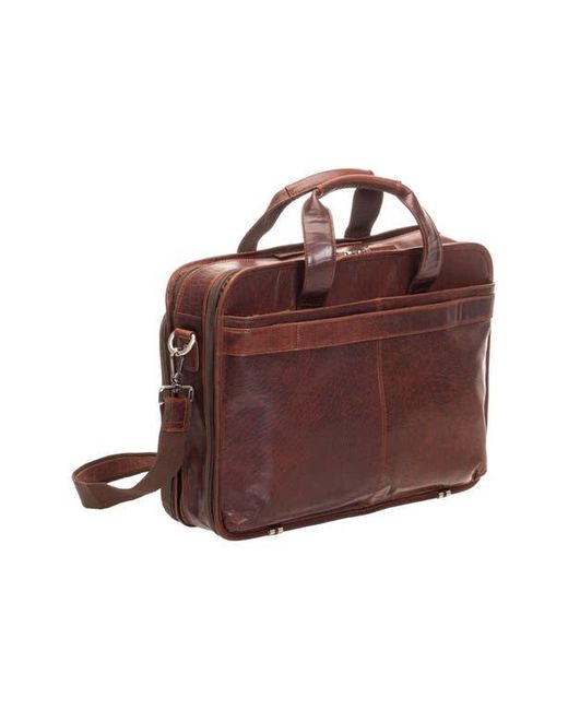 Mancini Brown Double Compartment Leather Briefcase for men