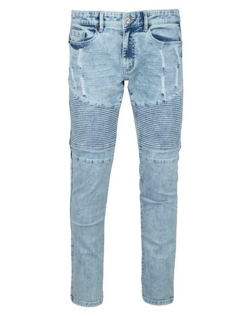 Xray Jeans Blue Stretch Mid Rise Skinny Moto Jeans for men