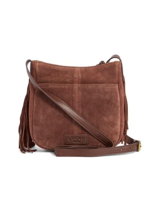 Lucky Brand Brown Bran Nyra Small Fringe Crossbody Bag