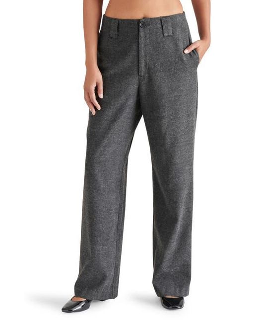 Steve Madden Brushed Flannel Tailored Wide Leg Pants in Gray