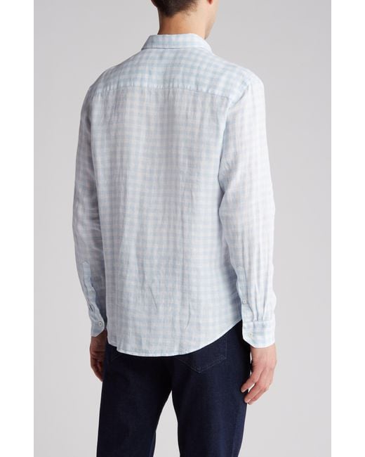 Bugatchi White Long Sleeve Stretch Linen Button-up Shirt for men