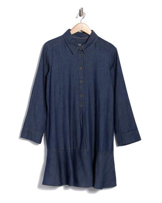 Tommy Hilfiger Blue Roll Sleeve Chambray Dress