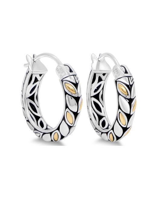 DEVATA White Sterling Silver With 18k Gold Accents Hoop Earrings