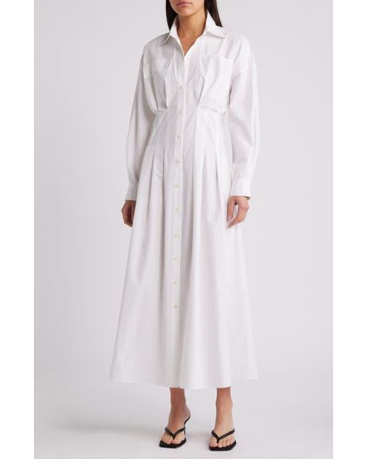 FRAME Nipped Long Sleeve Twill Maxi Dress in White | Lyst FRAME Nipped Long Sleeve Twill Maxi Dress in White | Lyst
