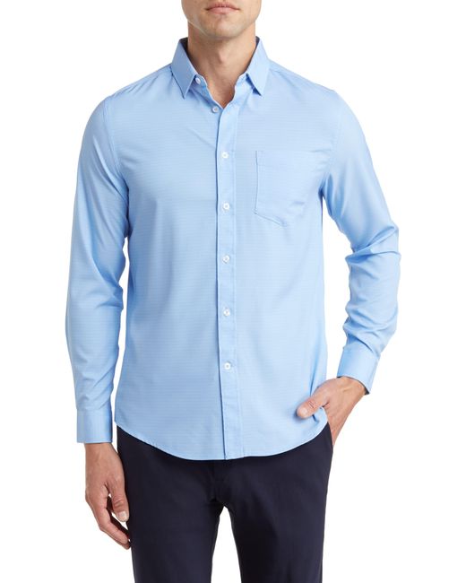 Report Collection Blue Recycled 4-way Solid Sport Shirt for men
