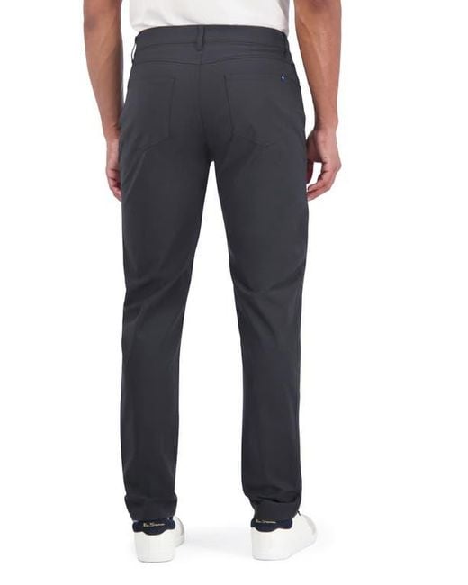 Ben Sherman Blue Solid 4-Way-Stretch Tech Golf Pants for men