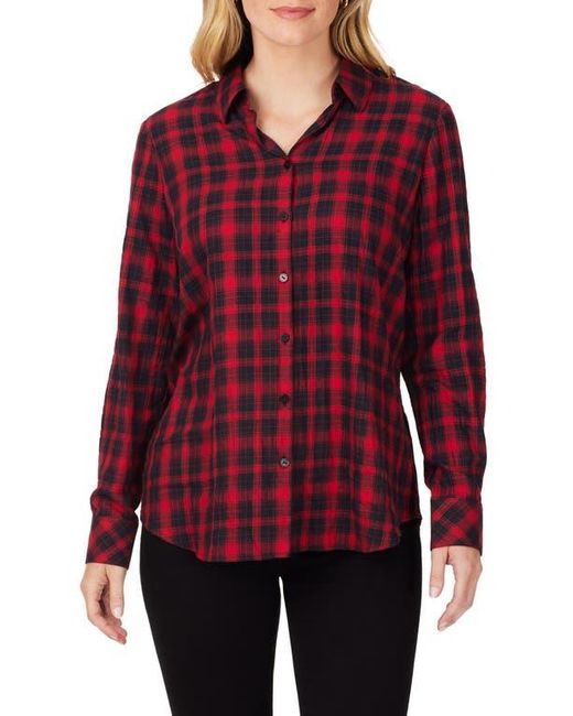 Foxcroft Red Rhea Plaid Button-Up Shirt
