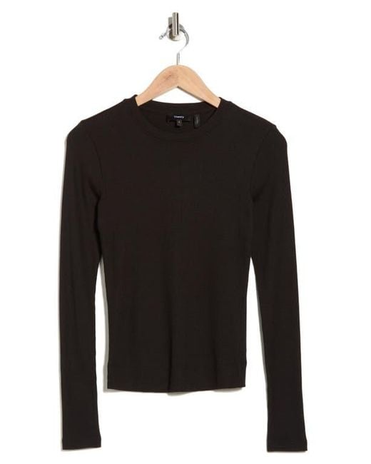 Theory Black Compact Rib Long Sleeve T-Shirt