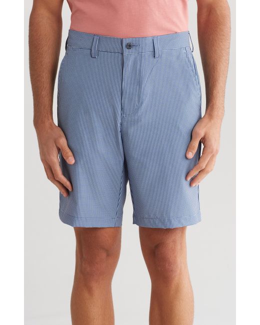 PGA TOUR Blue Micro Gingham Printed Golf Shorts for men