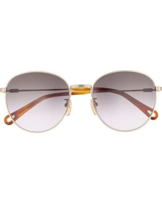 Chloé Gradient Round Sunglasses, 57Mm in Brown | Lyst display picture 2