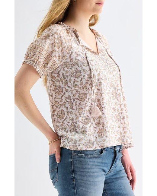 Lucky Brand White Split Neck Top