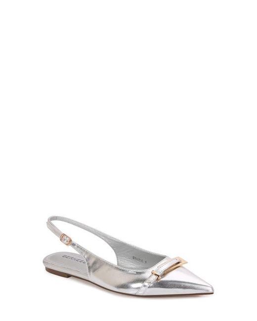 BERNESS White Chantal Pointed Toe Slingback Flat