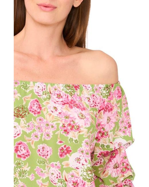 Cece Red Off The Shoulder Lantern Sleeve Top