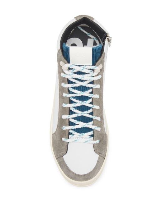 P448 Skate High Top Sneaker White Leather Buff Suede Blue Trim 42 9-9.5 Mens Купить p448 nib skate surf f22 skatep m f22 skate mid side  main image 2