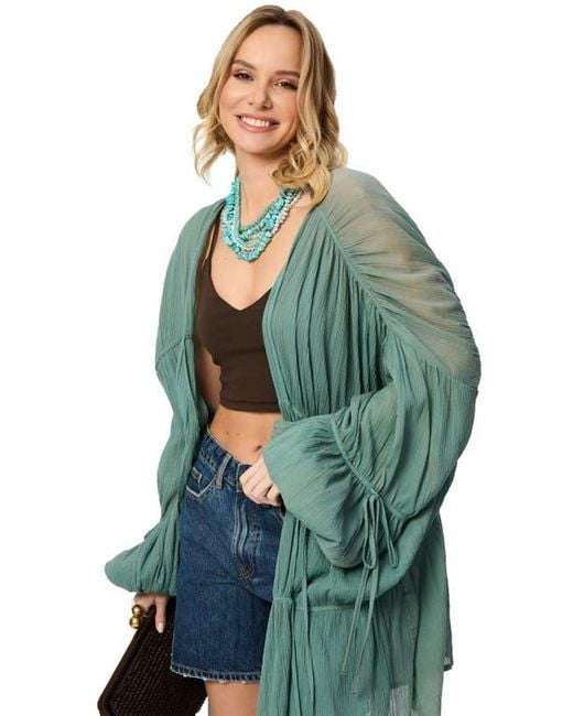 トップス sachi Saachi Ruffle Tie Front Top in Green | Lyst