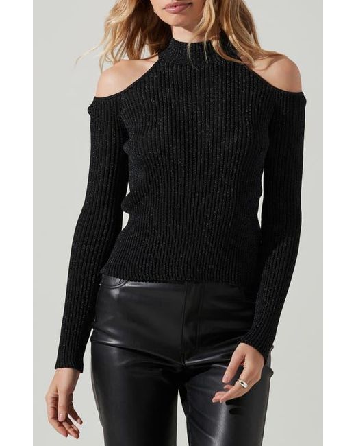 Astr Black Pickford Cold Shoulder Sweater