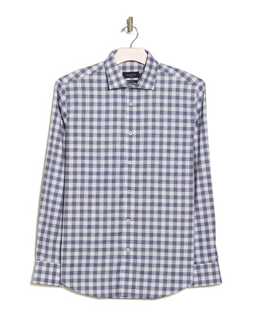 Bugatchi Blue Shaped Fit Check Cotton Button-up Shirt for men