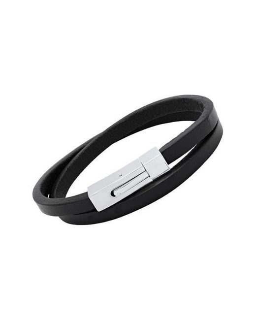 HMY Jewelry Black Leather Wrap Bracelet for Men for men