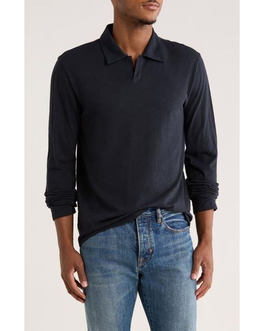 Vince Black Johnny Collar Long Sleeve Knit Top for men