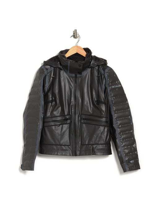 Columbia Outdry Ex Faux Fur Lined Moto Jacket In Black At Nordstrom Rack