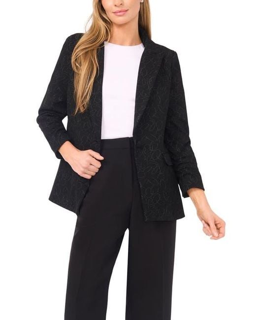Halogen® Black Scribble Print Scrunch Sleeve Blazer