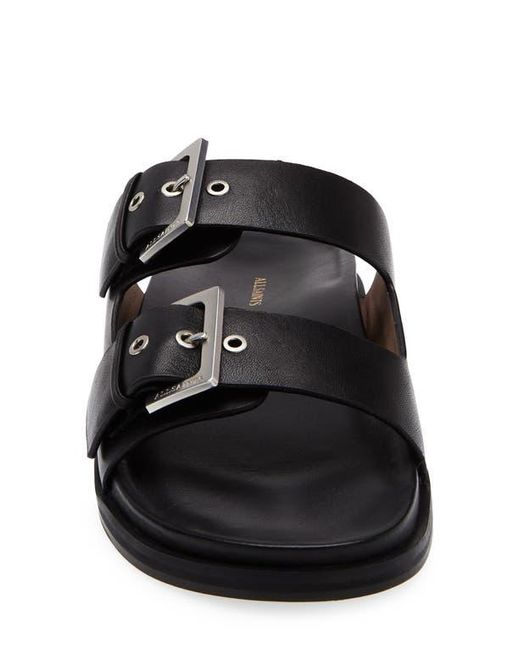 AllSaints Black Mia Double Strap Slide Sandal